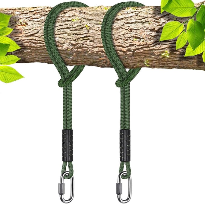 Schommel Ophangset - Kabel Hanger - Buiten Ontspannen - Sterk Polyester - 2 stuks - Zwart