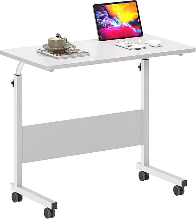 Computertafel - Laptoptafel Bureau - Thuiswerken Flexibel - In hoogte verstelbaar - 80 x 40 cm - Wit