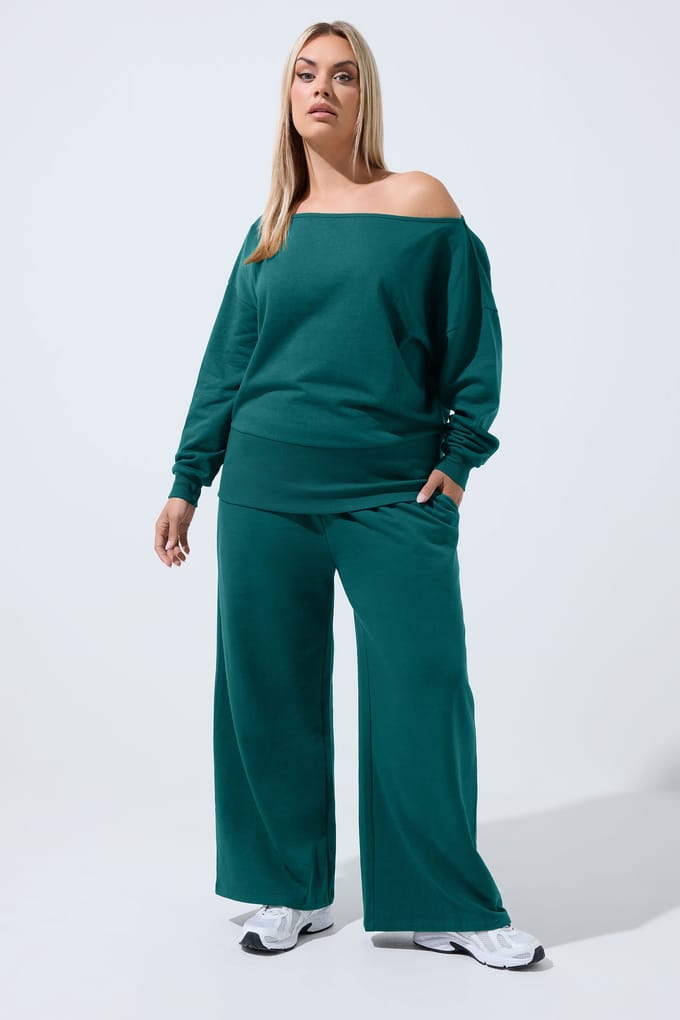 Limited Collection Bosgroene Joggingbroek Met Wijde Pijpen Size 44