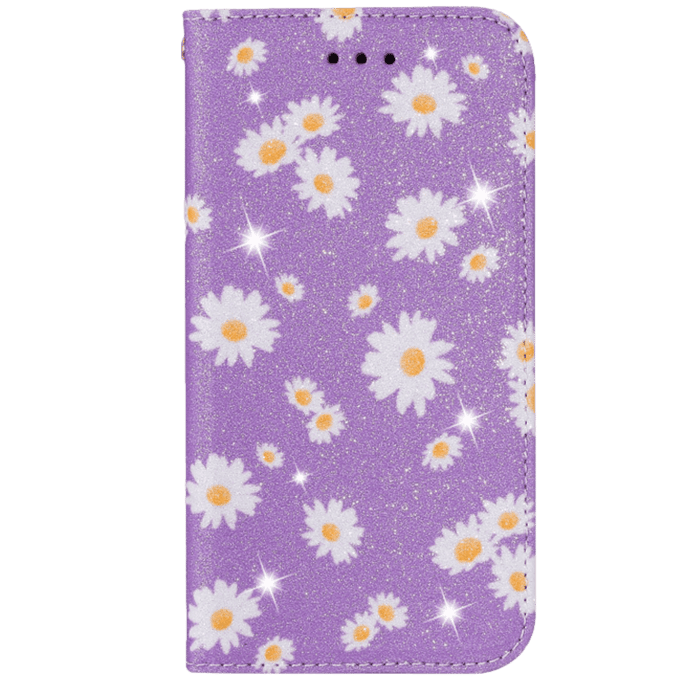 Comfycase iPhone 12 Mini Daisy Bookcase Hoesje Paars