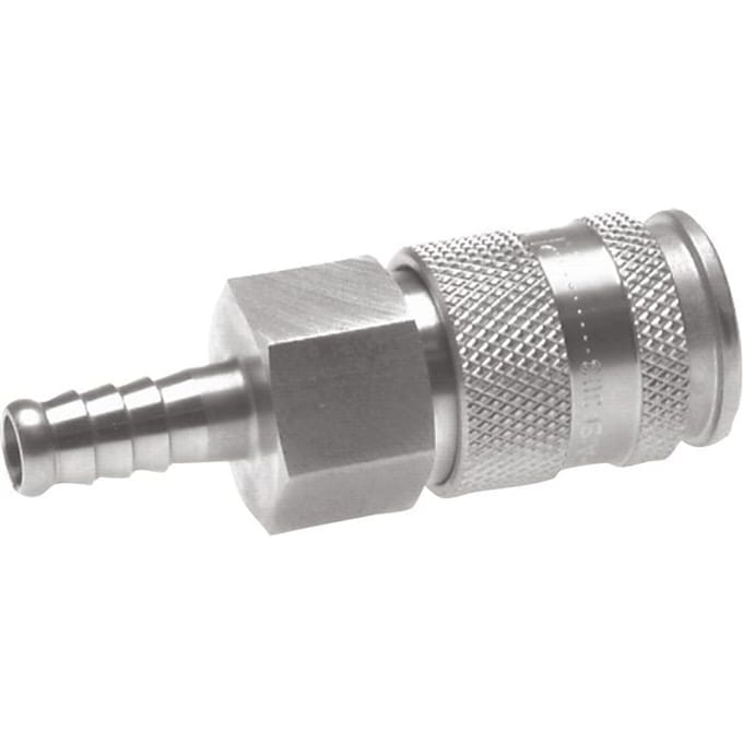 RVS 316L DN 10 Luchtkoppeling Snelkoppeling 9 mm Slangpilaar