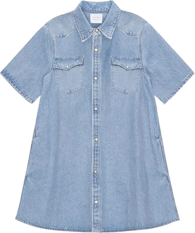 SISTERS POINT Osa-a.Dr Dames Jurk - Light blue wash - Maat S