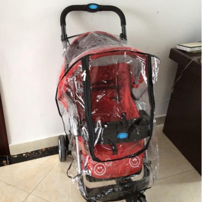 Baby Kinderwagen Regenhoes Transparant Verstelbaar Schokbestendig Winddicht Hoes voor Kinderwagen Zwart zwart
