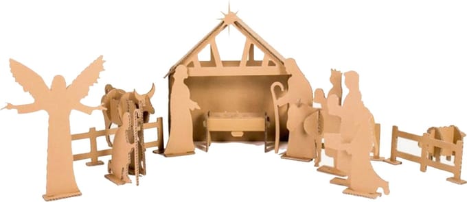Kartonnen kerststal - 45 x 17 x 50 cm - Kartent