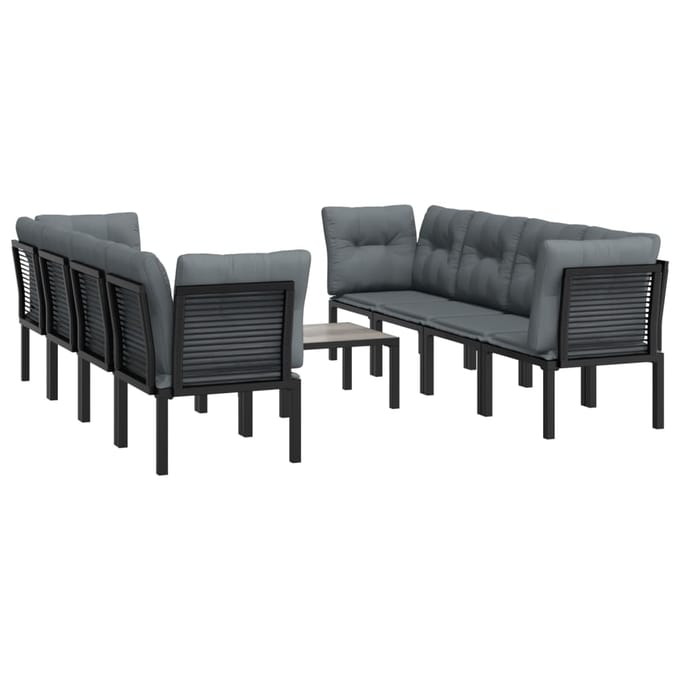 vidaXL - 9-delige - Loungeset - poly - rattan - zwart - en - grijs