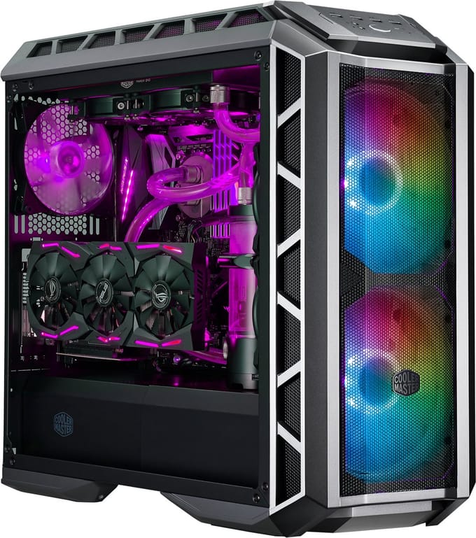 COOLER MASTER MasterCase H500P Gunmetal Mesh ARGB pc-gamingbehuizing (ATX, paneel van gehard glas, 2x200 mm ARGB)