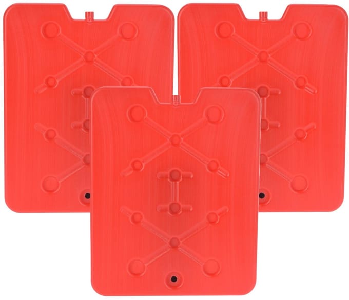 Excellent Houseware Koelelement Ice Pack - 3x - rood - plat - polyethyleen - 900 gram - 32 x 25 x 1 cm - schijf