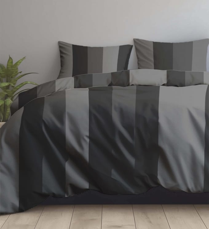 Dekbedovertrek - Micropercal - Soepel & Zacht - Tweepersoons - 200 x 200(220) cm - Black Lines