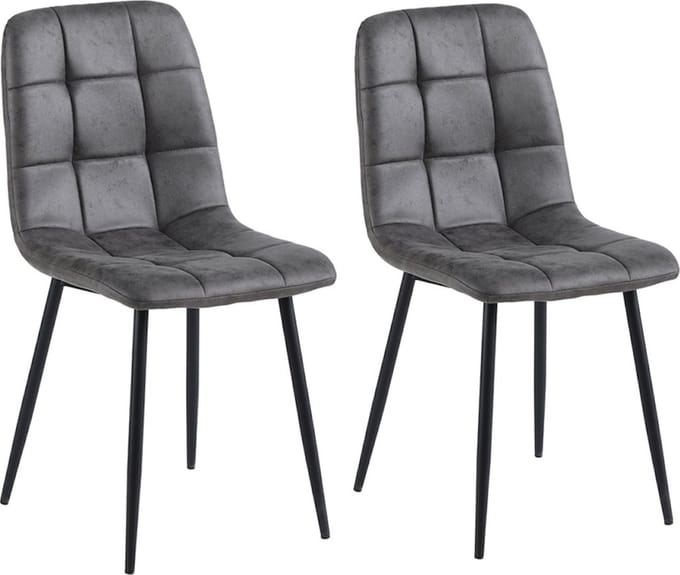Colenis - Ela Eetkamerstoel - Set Van 2 - Antraciet - Microvezel - Design