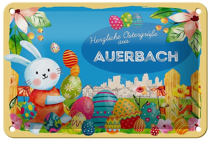 Blechschild Ostern Ostergrüße 18x12cm AUERBACH Geschenk Deko