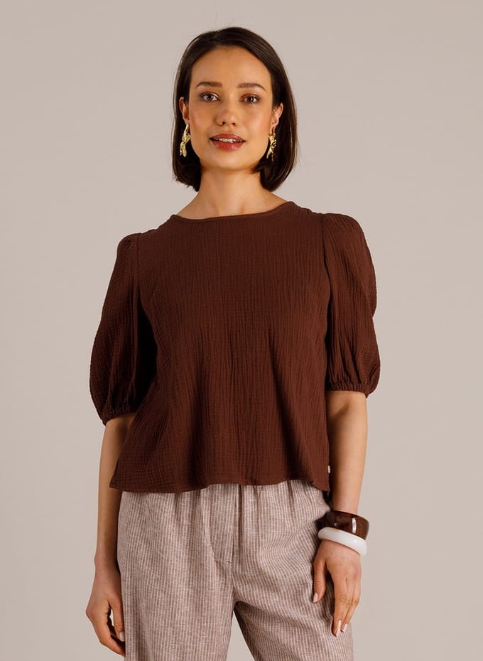 YEST Maja Tops - Coffee Brown - maat 36