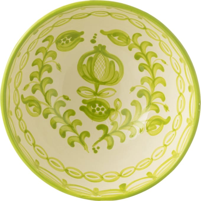 J-Line kom Granada High - keramiek - wit/groen - large - Ø 28 cm