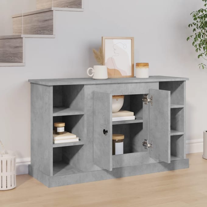 vidaXL - Dressoir - 100x35,5x60 - cm - bewerkt - hout - betongrijs