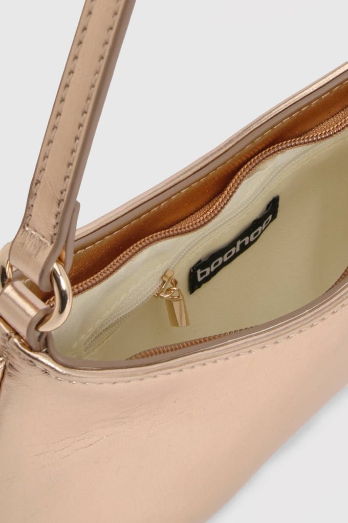boohoo Dames Metallic Schoudertas | Rose Gold