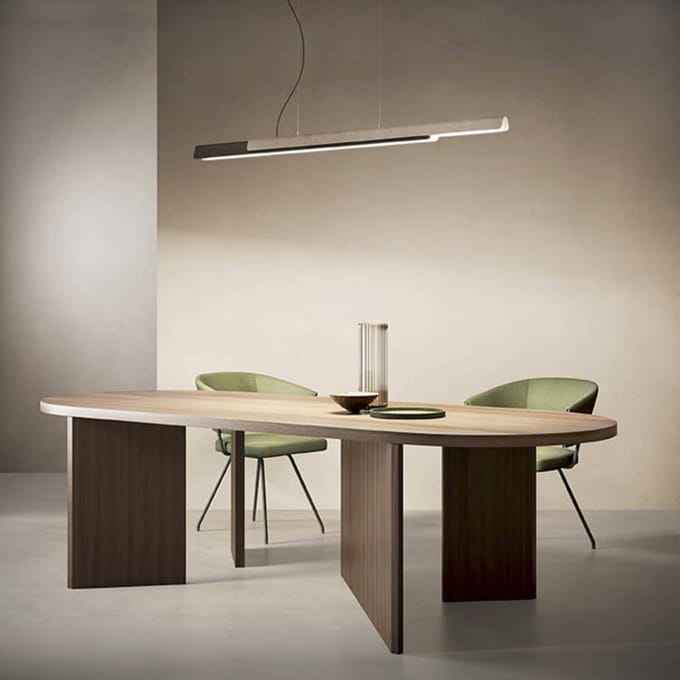 kdln hanglamp Dala lineair, donkergrijs/beton 3.000 K 150 cm