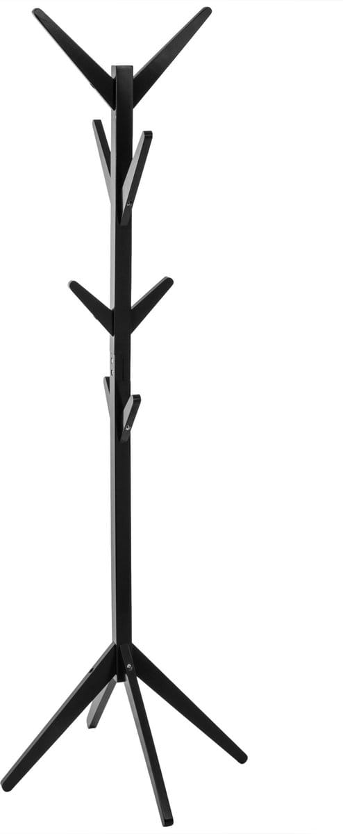 5Five Staande kapstok hout D62xH173cm - 8 haken - Zwart