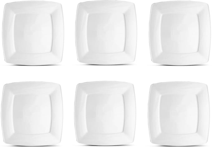 Lubiana Victoria Diner Borden 26 cm - Set van 6 - Wit Vierkant