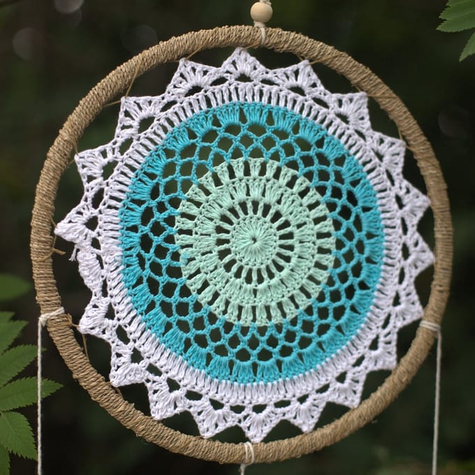 Bali Natuurlijke Dromenvanger - Handgemaakt - Turquoise - Elementaire Geesten - 65x27x1cm
