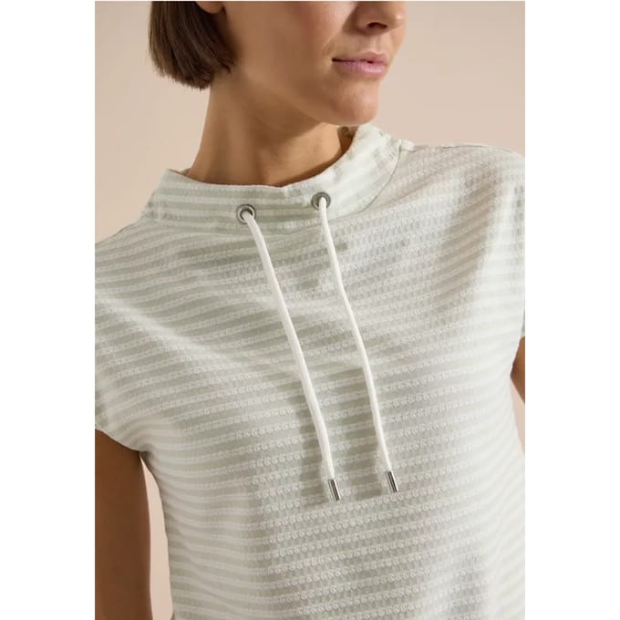 Shirt met trechterhals en strepen
