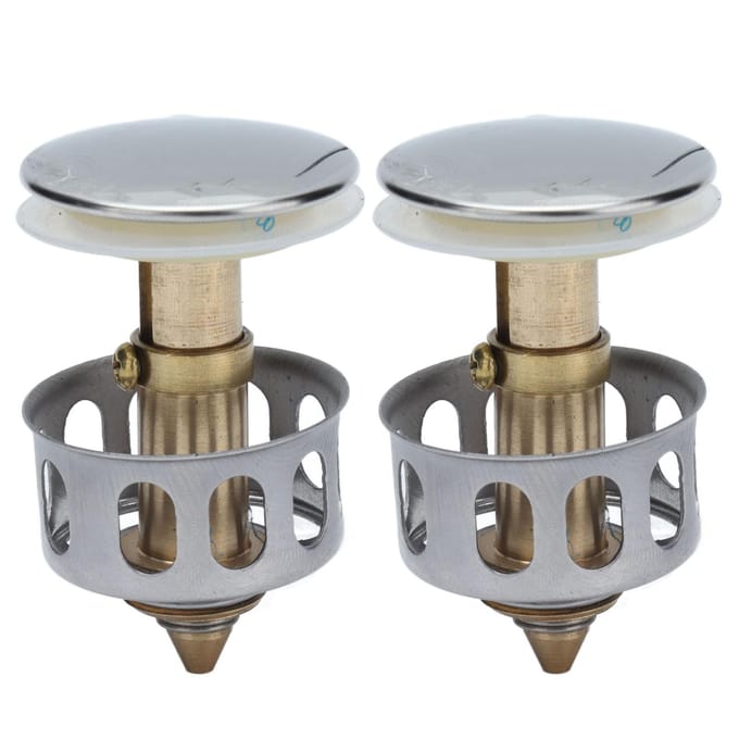 2 Pièces Push Bounce Core Bouchon d'Évier Universel à Poussoir Filtre de Drain Pop-Up pour Salle de Bain gray