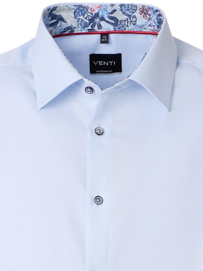 Venti Heren Overhemd Kent Boord Motief Modern Fit - M