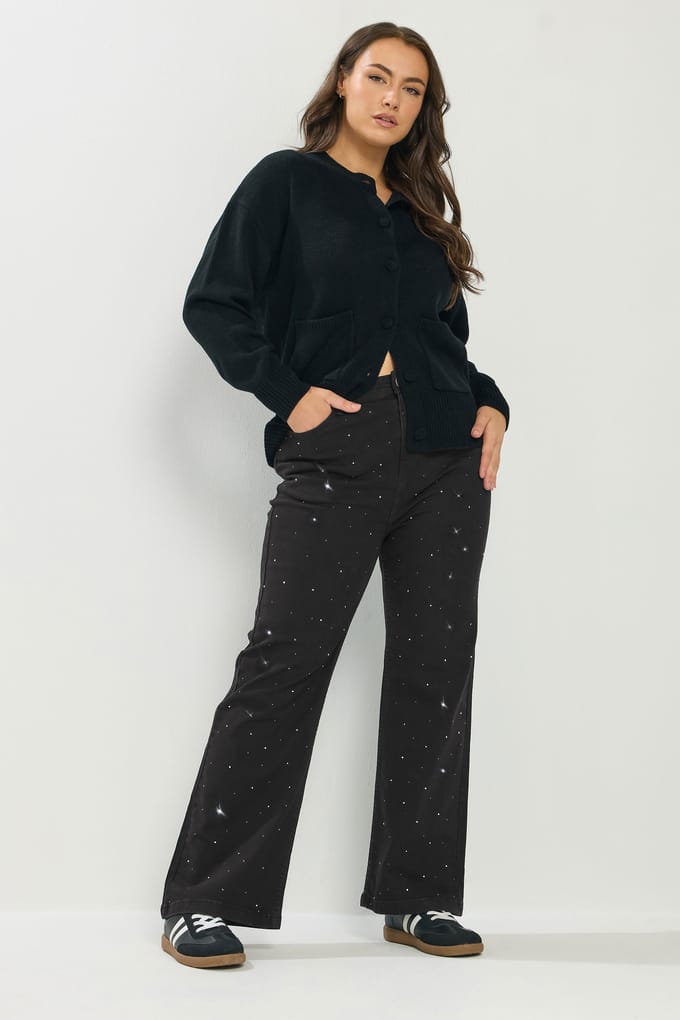 Yours Zwarte Wijde Jeans Met Studs Size 52