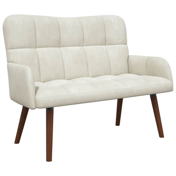 vidaXL - 2-Zits - Sofa - Crèmekleurig - 115 - x - 61 - x - 87 - cm - fluweel