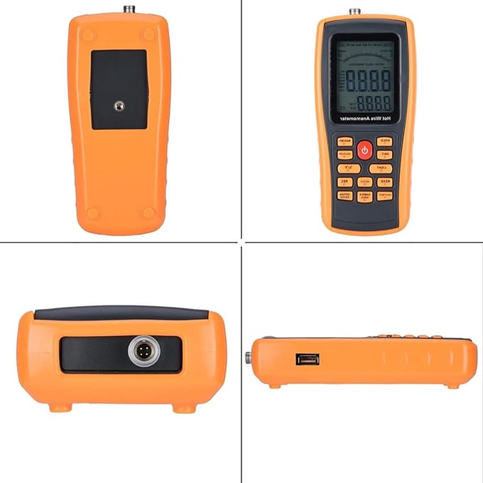 Digitale Windmeter - Luchtmeetsnelheid Meter - Buitenactiviteiten Meten - 500 Data Opslag - Draagbaar Ontwerp - Geel