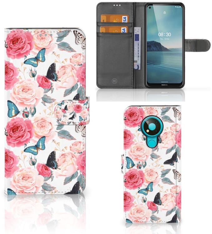Nokia 3.4 Hoesje Butterfly Roses