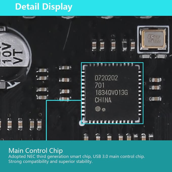 STW USB3.0 2 externe poorten + 2 interne poorten 19-pins header PCI Express-kaart