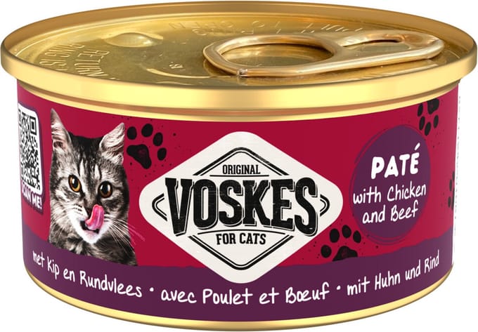 24x Voskes Kattenvoer Nat Paté Kip & Rundvlees 85 gr