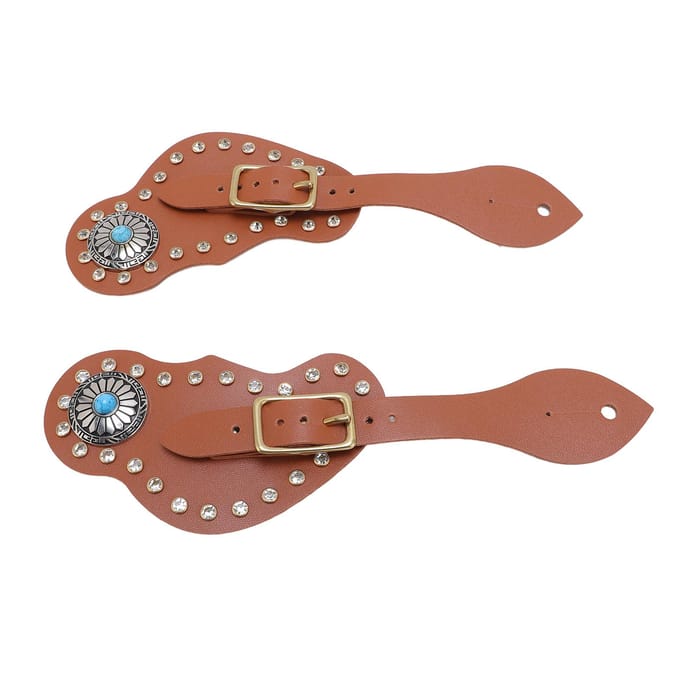 Sangles d'éperons Ensemble de 2 Équipement Équestre Bottes de Cowboy Réglable Western Rodéo Pâturage Accessoires brown