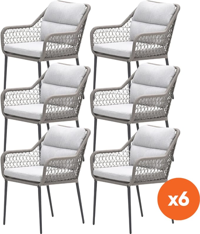 Set van 6 - GI Toledo dining tuinstoelen - Taupe/Zand