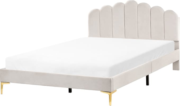SAUVIAN - Bed - Gebroken wit - 160 x 200 cm - Fluweel