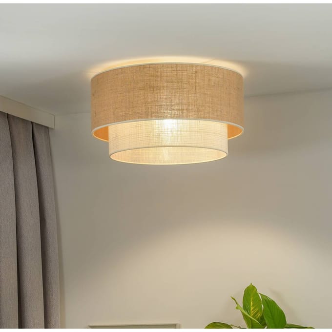 Euluna Plafondlamp Boho, bruin/beige, Ø 60 cm, textiel