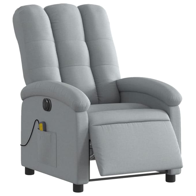 vidaXL - Massagestoel - elektrisch - verstelbaar - stof - lichtgrijs