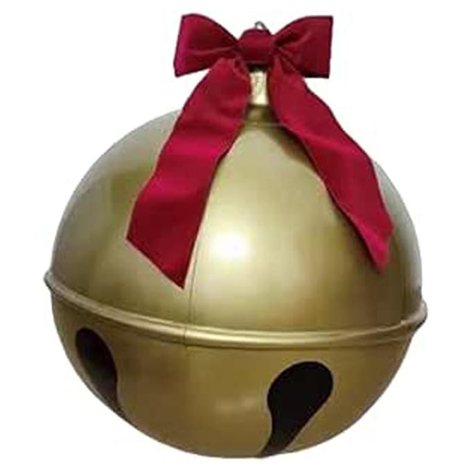 23,6 inch opblaasbare kerstbal PVC grote Jingle Bell boogdecoratie voor buitentuin 600mm rood