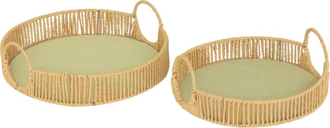 Atmosphera Dienbladen/Plateau's - Set van 2 stuks - Ø35xH11cm - Groen