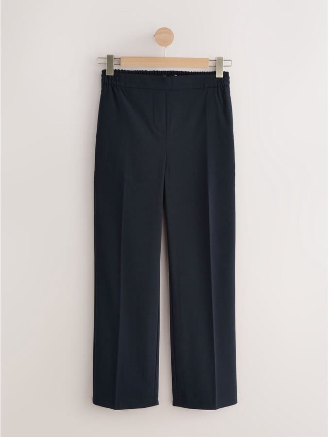 Next - Dames - Modieus gesneden broek met wijde pijpen van wol - Blauw