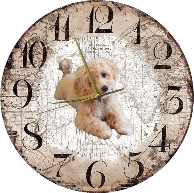 Houten Klok - 30cm - Hond - Maltipoo