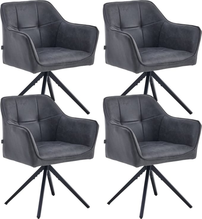 Colenis® - Pearl Eetkamerstoel - Set Van 4 - Antraciet - Microfiber Stof - Microvezel - Industrieel
