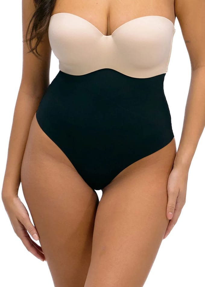 Magic Extra sterke hoge corrigerende string - Ultra Sexy Hi-thong - Shapewear - Zwart / 4XL