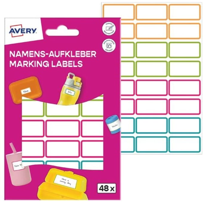 AVERY Naamstickers, Folie, 15 x 32 mm, Gekleurd kader