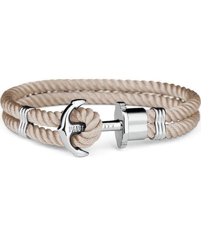 Paul Hewitt Armband PHREP Anker zilveren Nylon Hazelnoot S PH-PH-N-S-S-H-S