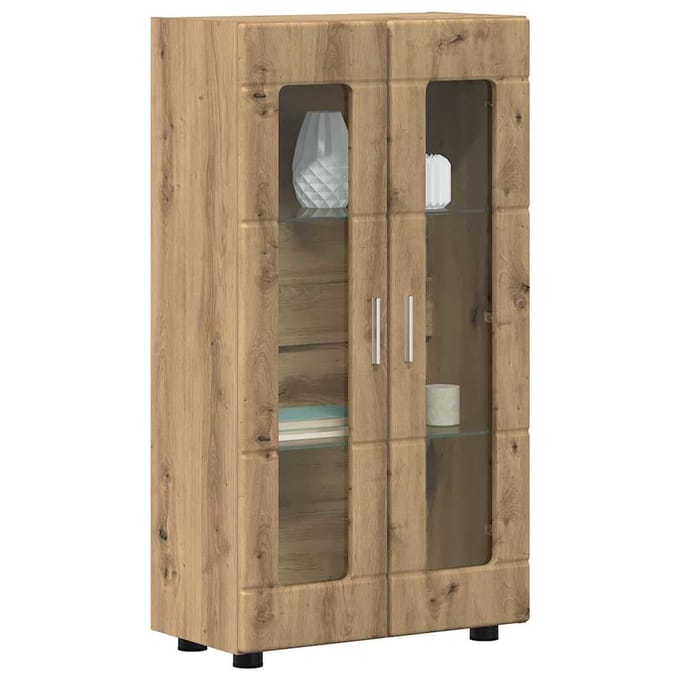 vidaXL - Dressoir - FLORIN - 55,5 - x - 29 - x - 100 - cm - Artisan - Eiken - Bewerkt - hout