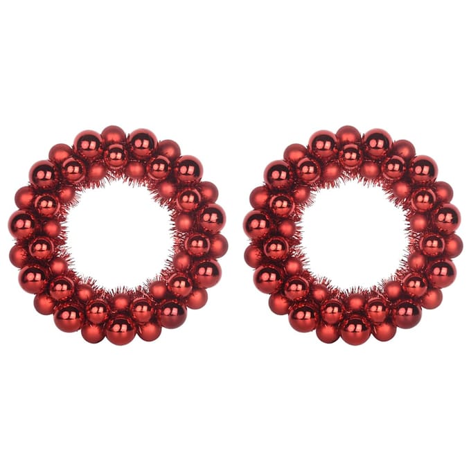 vidaXL - Kerstbal - Kransen - 2 - st - Rood - 33 - x - 33 - x - 7 - cm - Polystyreen