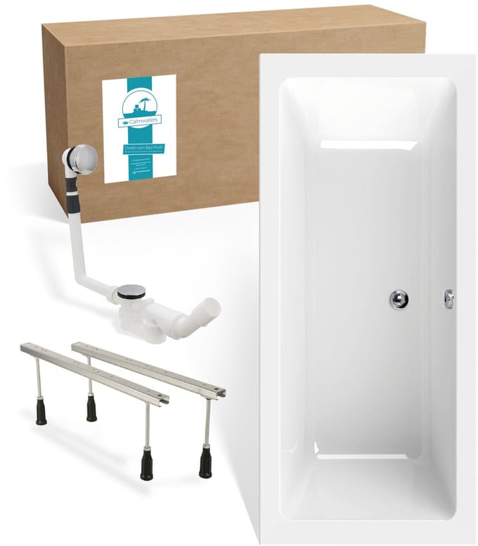 Calmwaters Modern Select - Badkuip - 180 x 80 cm - Set badkuipvoeten