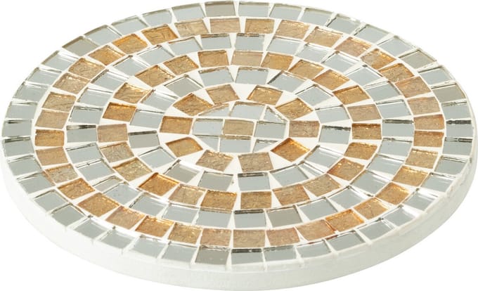 J-Line plateau Mozaiek - dienblad - glas - zilver/goud - small