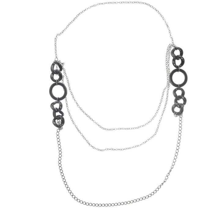 Behave Lange layer ketting zwart - metaal en kunststof 110 cm