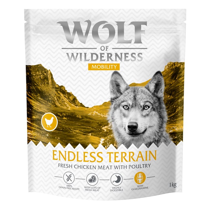 Wolf of Wilderness "Explore The Endless Terrain" Mobiliteit - graanvrij - Voordeelpakket: 4 x 1 kg: Nieuw Recept